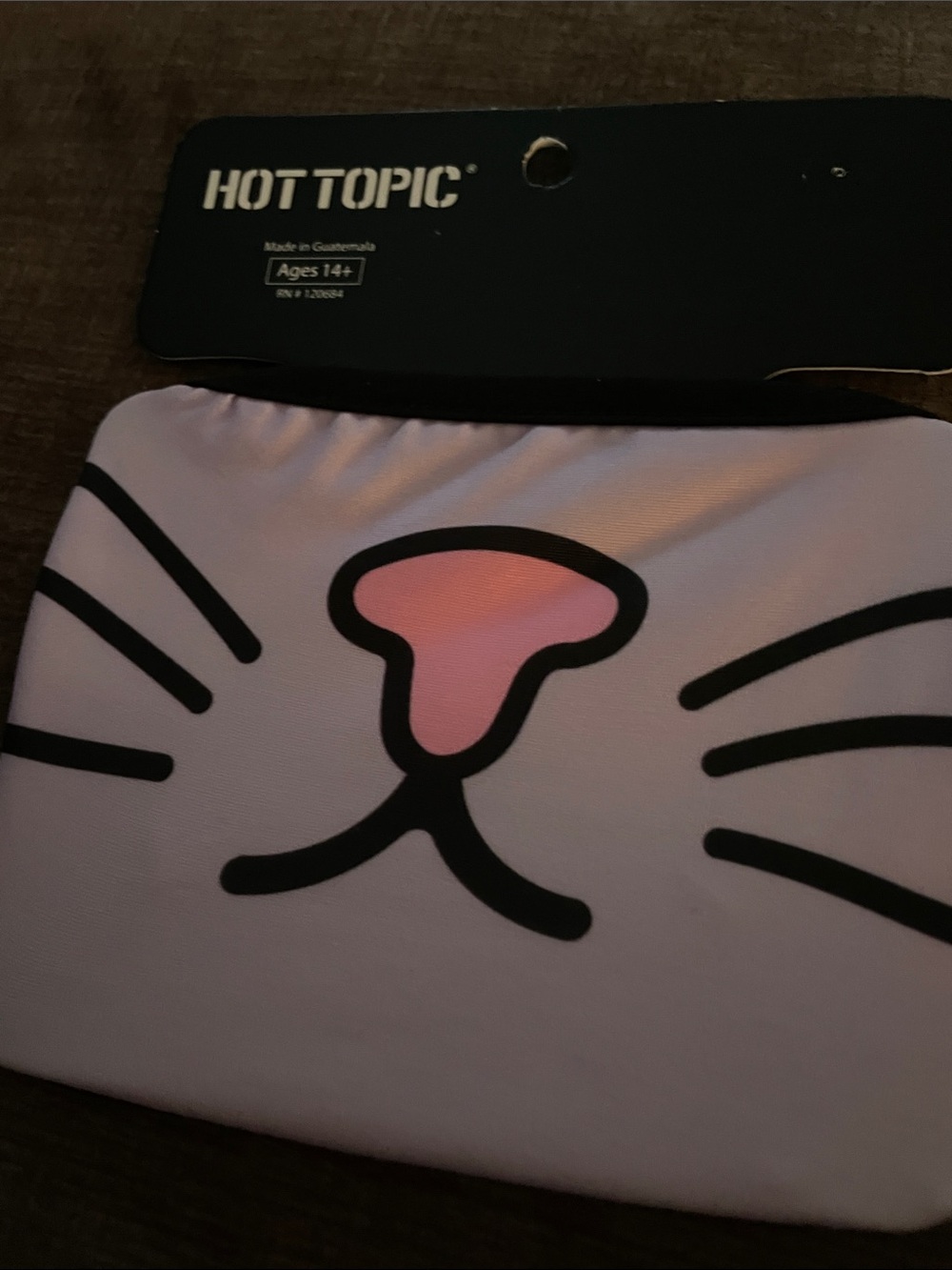 Hot Topic Light Pink Cat Nose Zipper Pouch